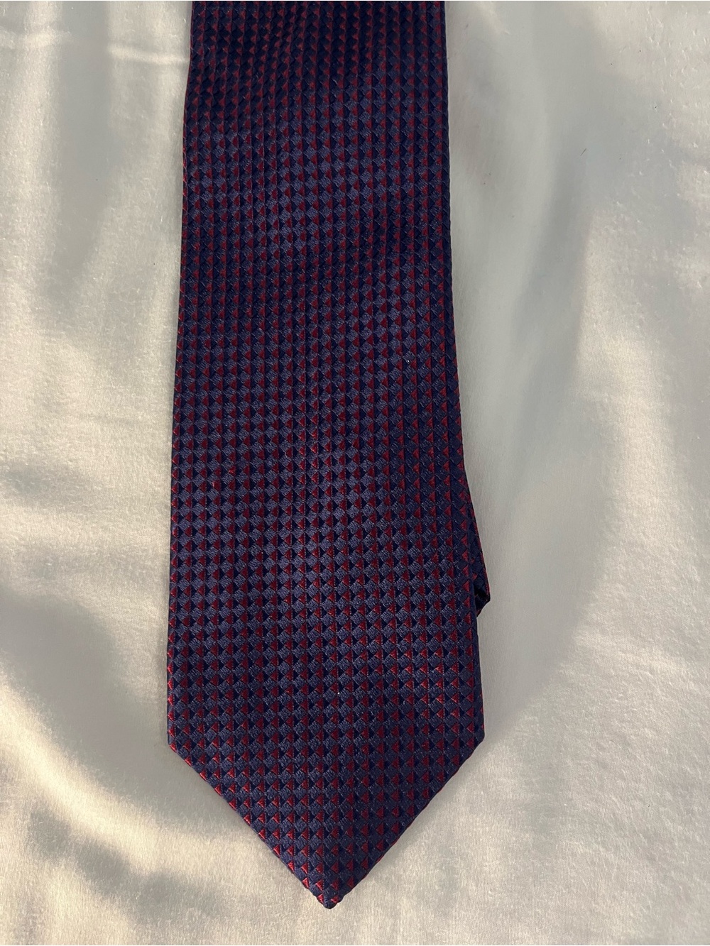 PINK Victoria's Secret Navy and Burgundy Micro-Pattern Silk Tie